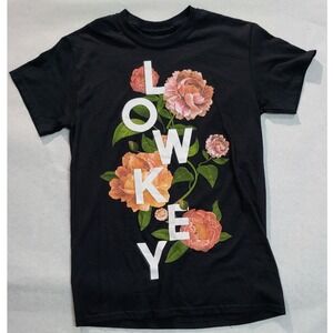 Fashion Nova Graphic‎ Tee Low Key Floral Print Black T-Shirt S